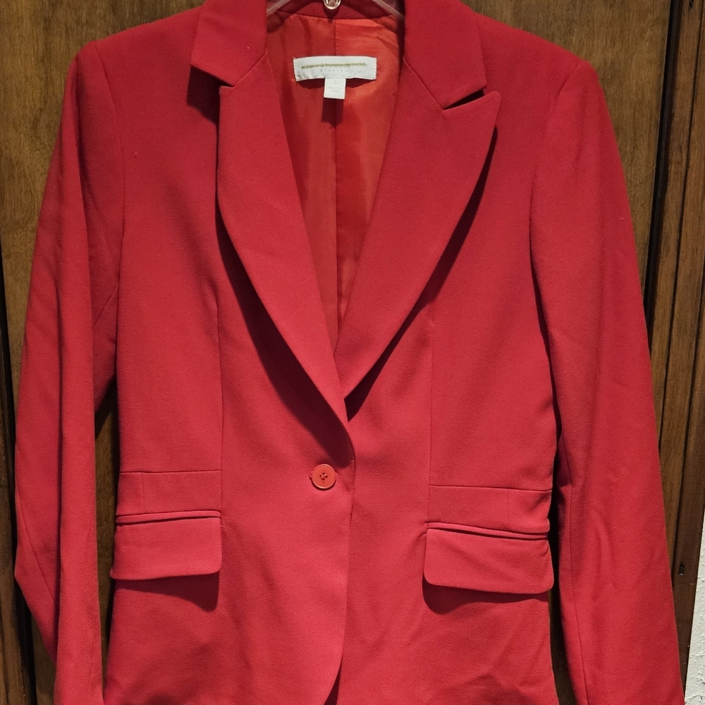 New York & Company Stretch Red One Button Blazer Size 2 Womens/Ladies